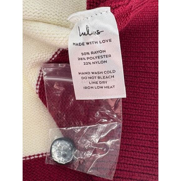 Lulus “Stellar Cutie” Ivory and Red Striped Collared Sweater Mini Dress – Medium - Picture 8 of 10